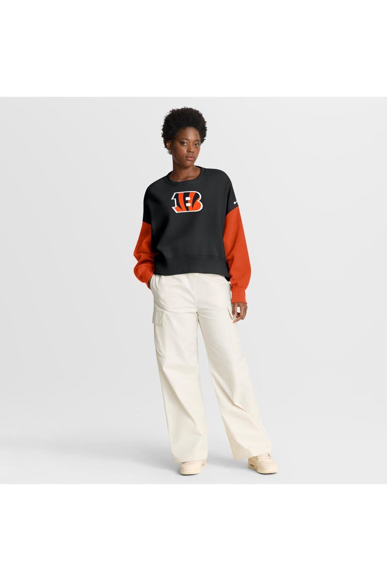 Women's Nike Black Cincinnati Bengals Oversized Color-Block Pullover Sweatshirt, Alternate, color, Black