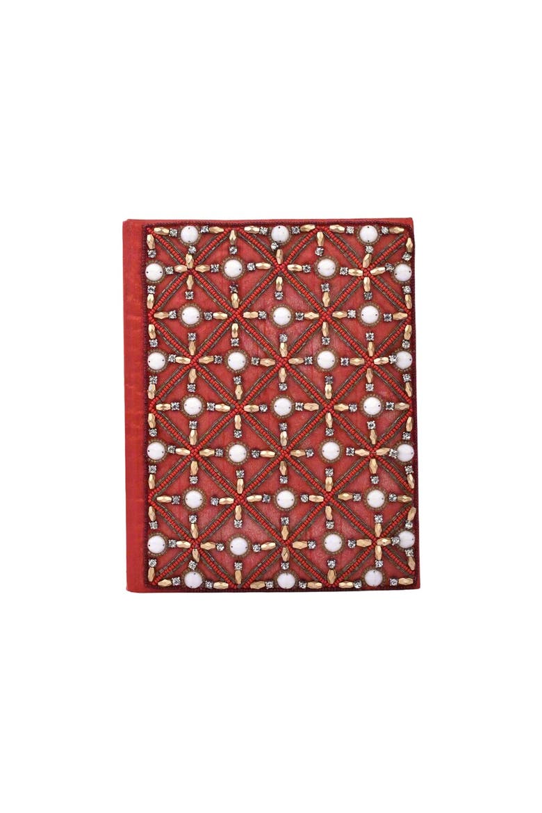 Exquisite Zari Hand-Embroidered Journal, Main, color, Red
