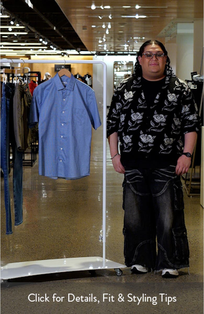 Graham Microprint Short Sleeve Cotton Button-Up Shirt, sales video thumbnail