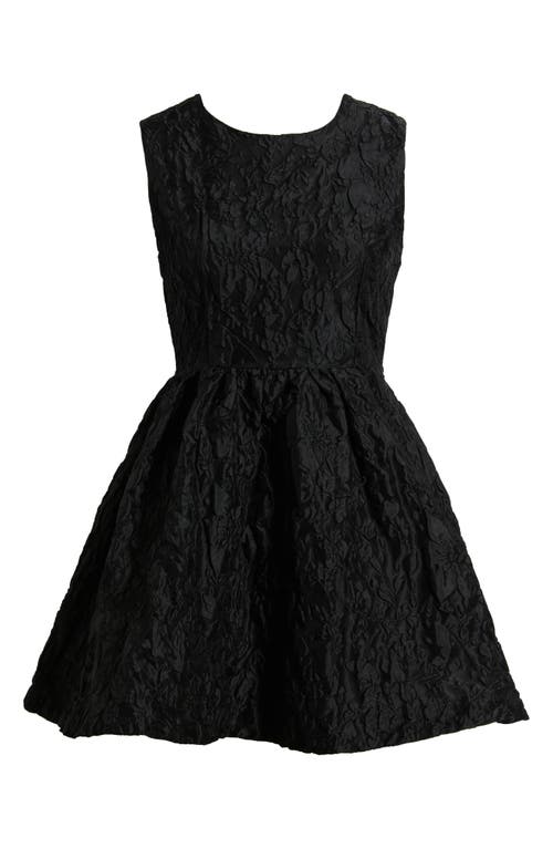 Sister Jane Structured Jacquard Mini Dress With Pockets In Black