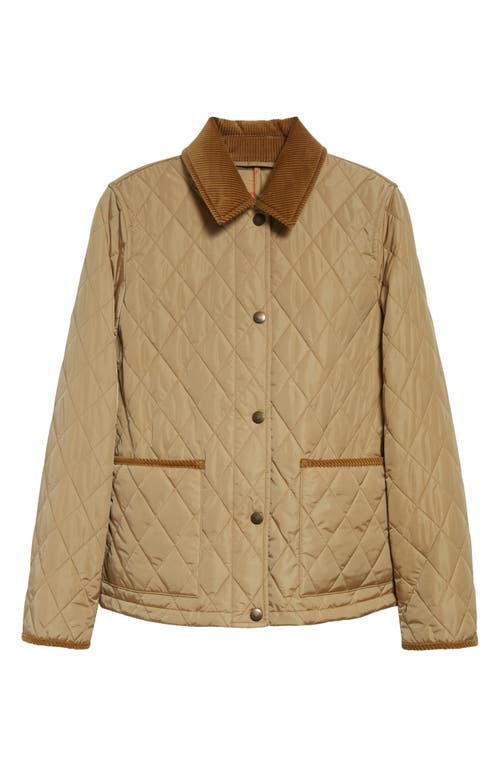 Burberry Oldham Beige Quilted Jacket With Corduroy Collar In Tech Fabric Woman In Neutral