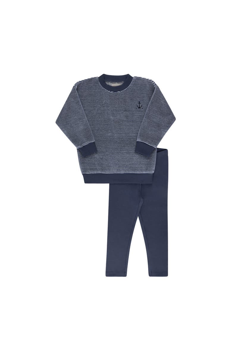Velour Stripe Collection - Lounge Set, Main, color, Dark Blue