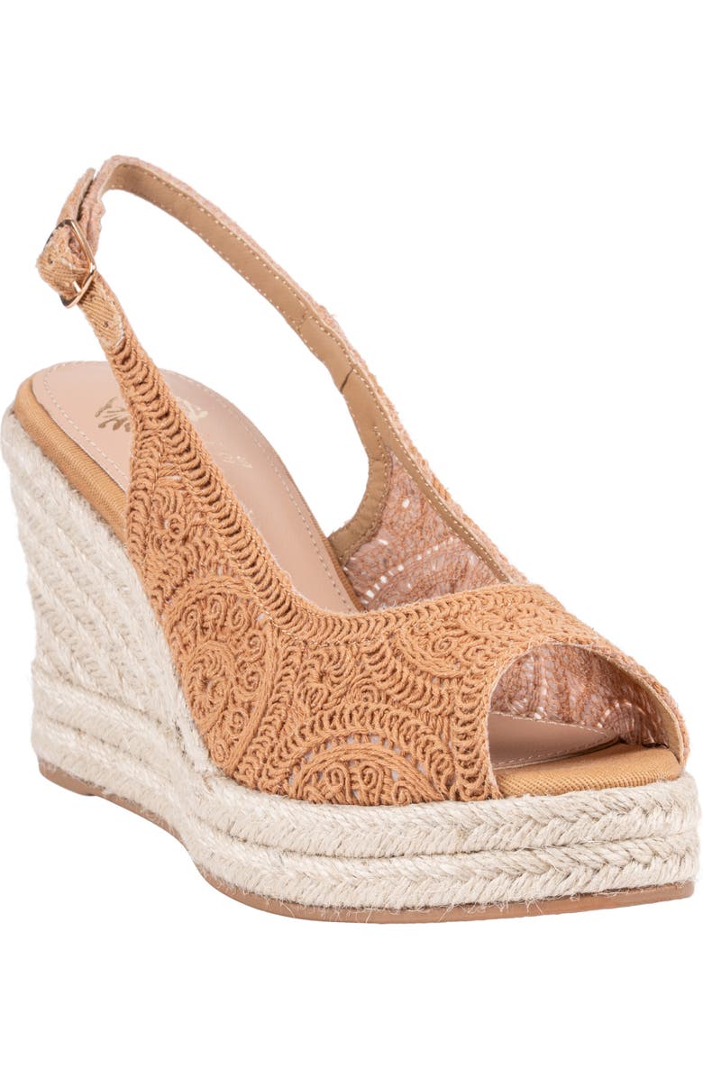 GOOD CHOICE NEW YORK Bowery Lace Espadrille Wedge Slingback Sandal, Main, color, Tan