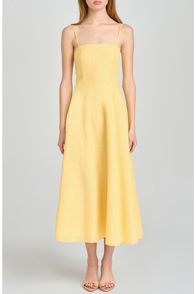 Josefina Gingham Fit & Flare Midi Dress, Main, color, YELLOW