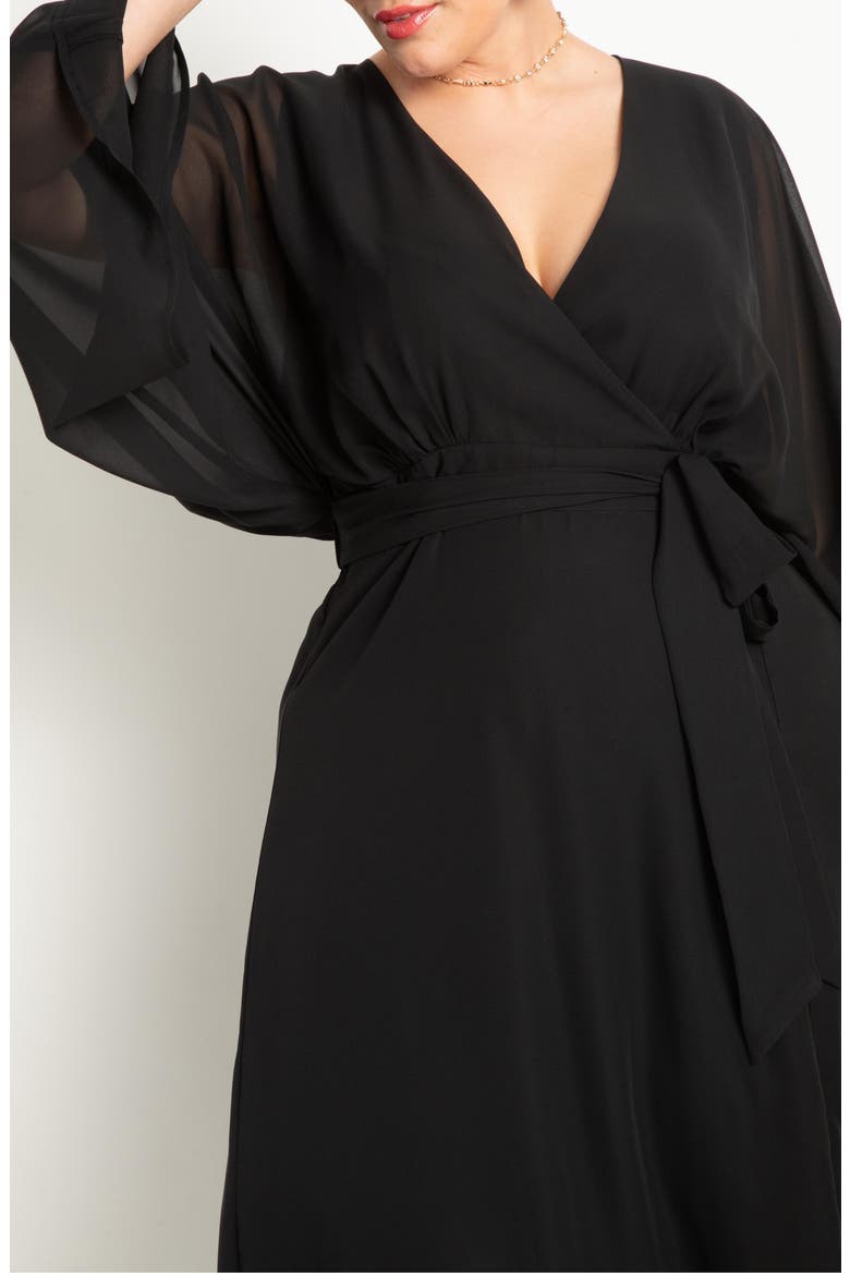 Sheer Long Sleeve Maxi Dress, Alternate, color, BLACK ONYX