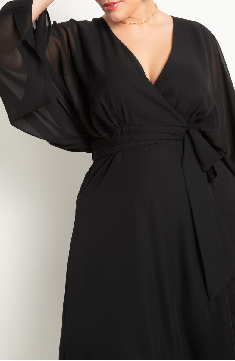 ELOQUII Sheer Long Sleeve Maxi Dress, Alternate, color,