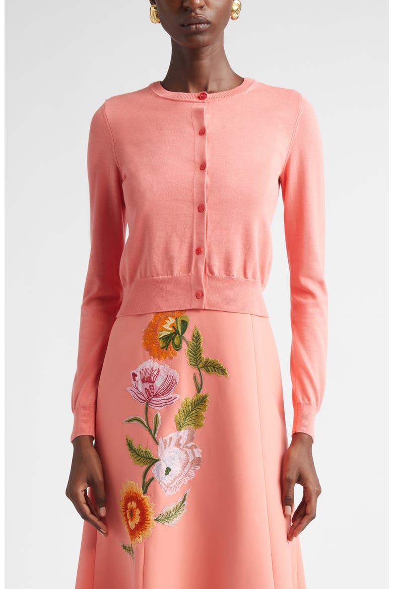 Silk & Cotton Cardigan, Main, color, SUNSET