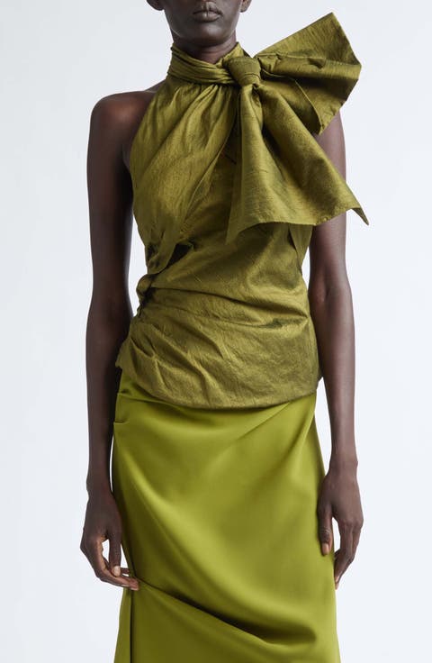 Bow Neck Silk Halter Top
