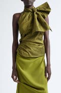 Christopher John Rogers Bow Neck Silk Halter Top