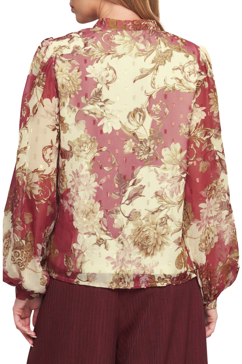 Balloon Sleeve Print Blouse, Alternate, color, IVORY WINE