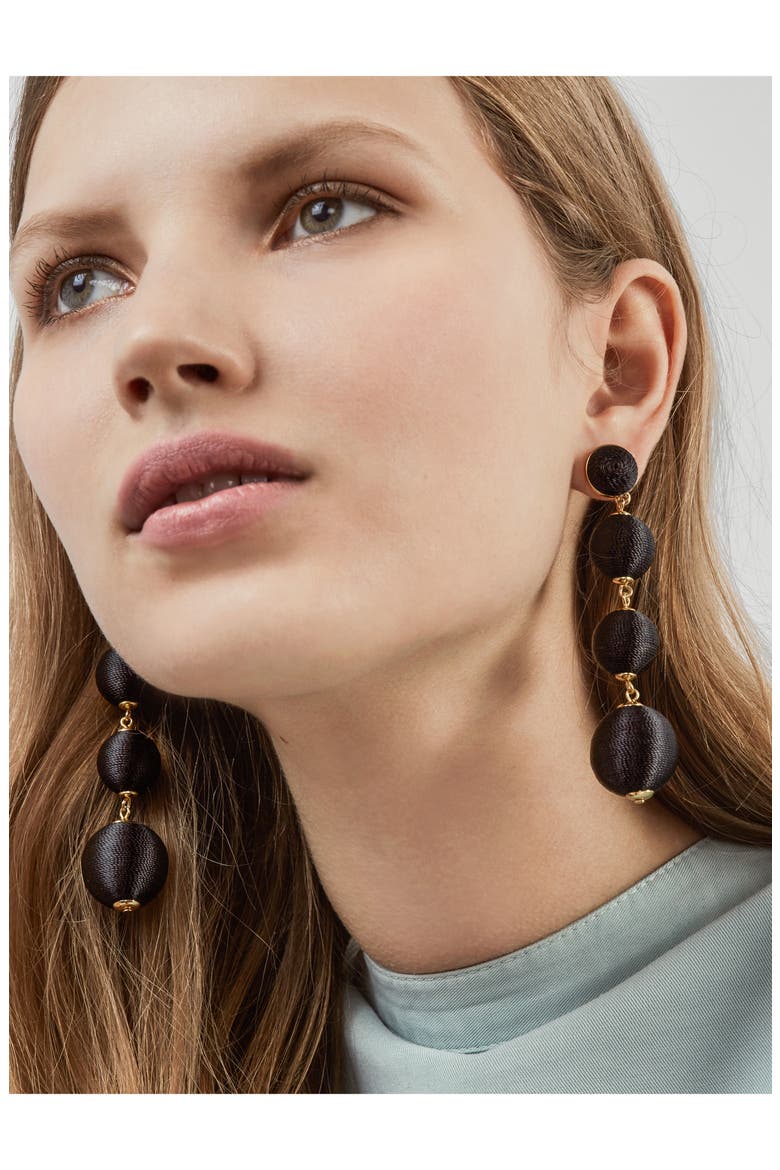 Criselda Ball Shoulder Duster Earrings, Alternate, color, BLACK