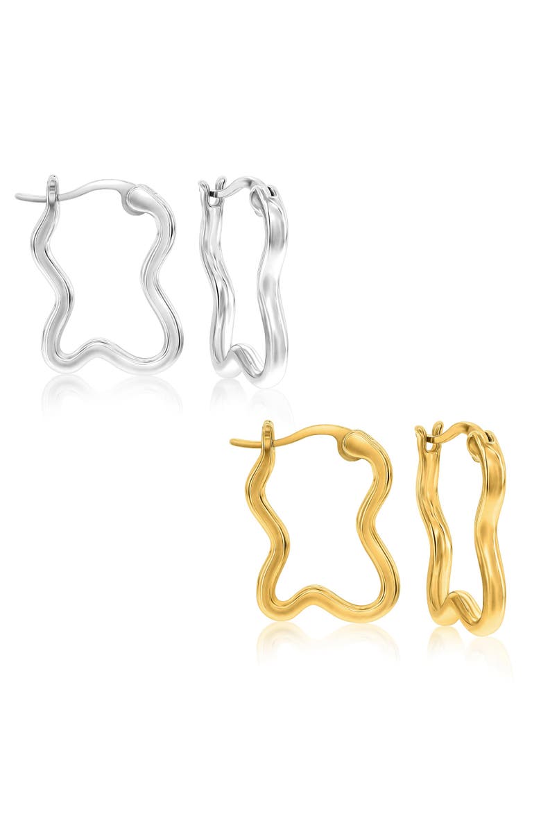 Donatello Gian 2pk Wave Hoop Earrings, Main, color, Silver