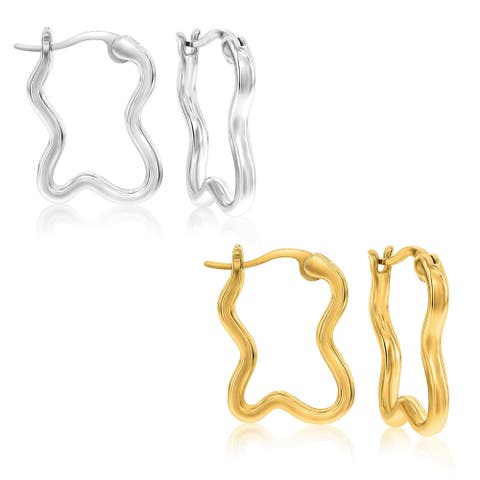 2pk Wave Hoop Earrings