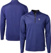 Cutter & Buck Men's Cutter & Buck Royal/Black Los Angeles Dodgers Virtue Eco Pique Micro Stripe Recycled Quarter-Zip Pullover Top