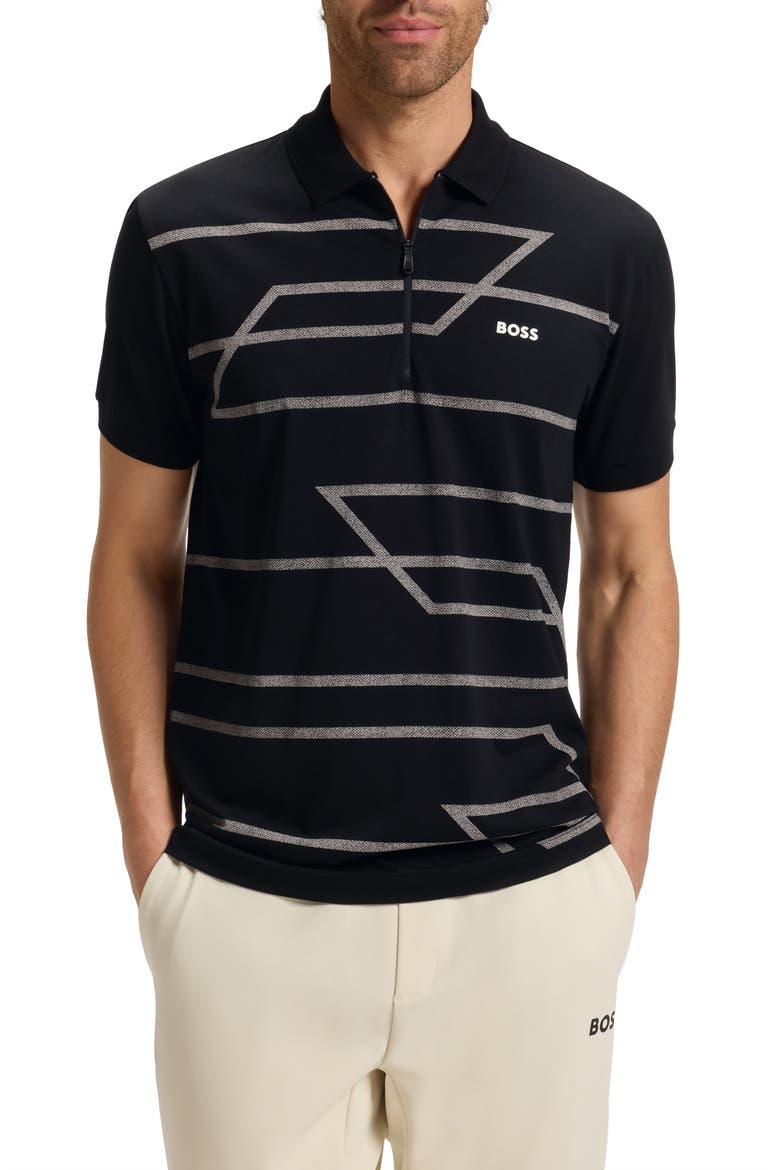 Phlix Geometric Print Cotton Zip Polo (Men) | Nordstrom