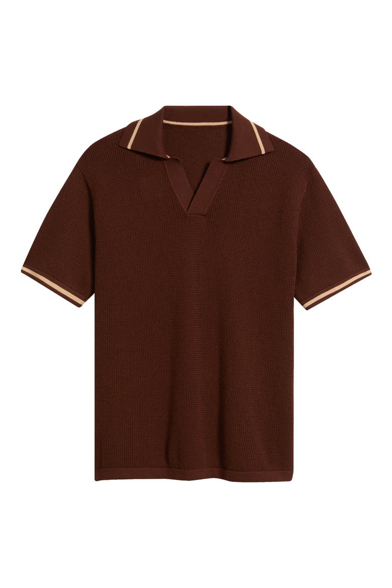 Textured Knit Polo, Alternate, color, BROWN