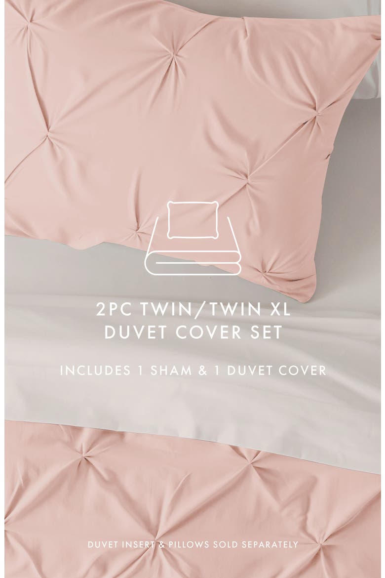 HOME SPUN Premium Ultra Soft 3-Piece Pinch Pleat Duvet Cover Set, Alternate, color, BLUSH