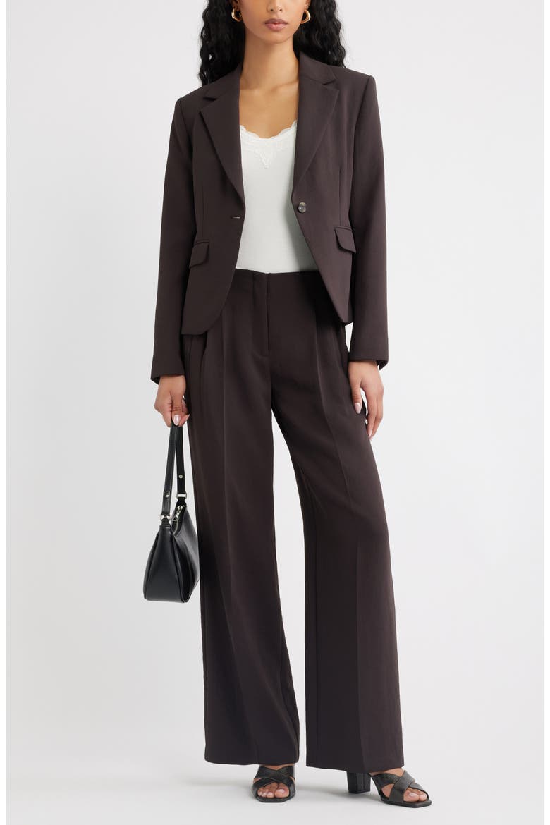Curator Crepe Midrise Pleated Trousers, Alternate, color, BROWN GANACHE