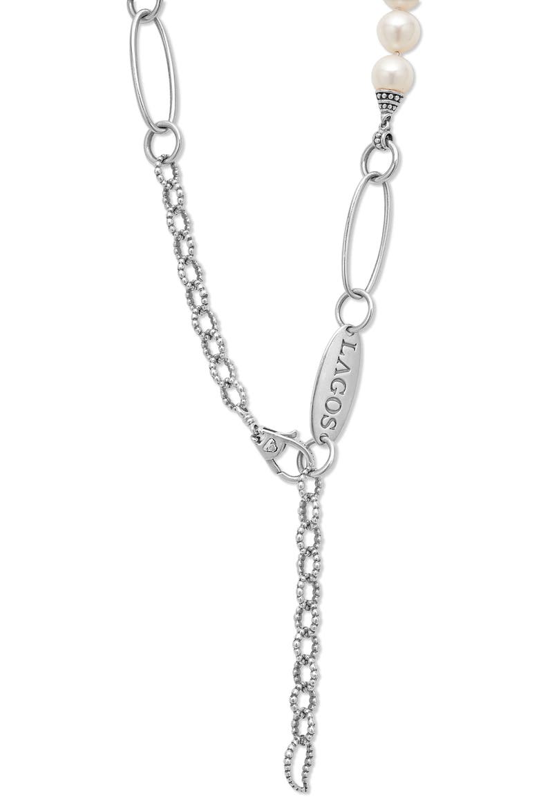 Luna Freshwater Pearl Station Necklace, Alternate, color, SILVER