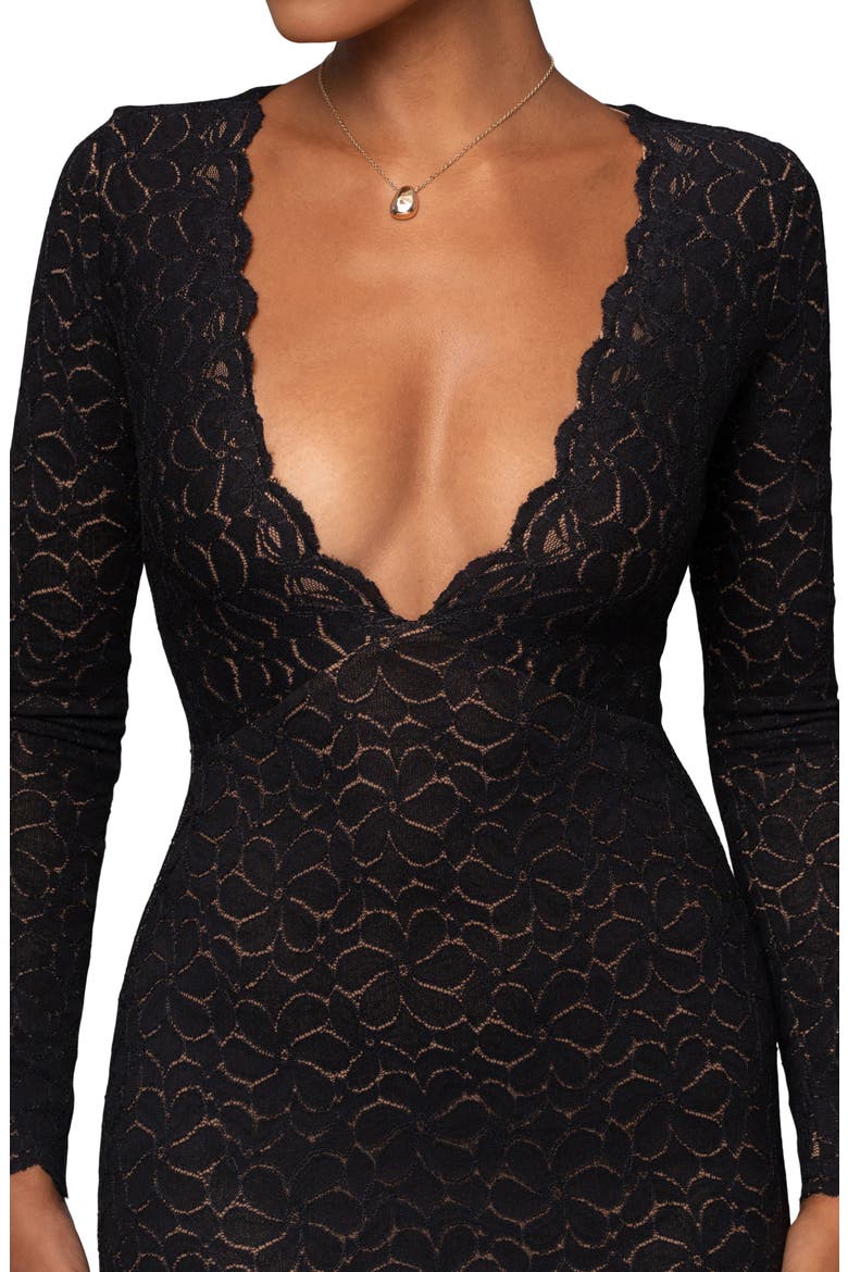 Reunited Lace Long Sleeve Maxi Dress, Alternate, color, BLACK