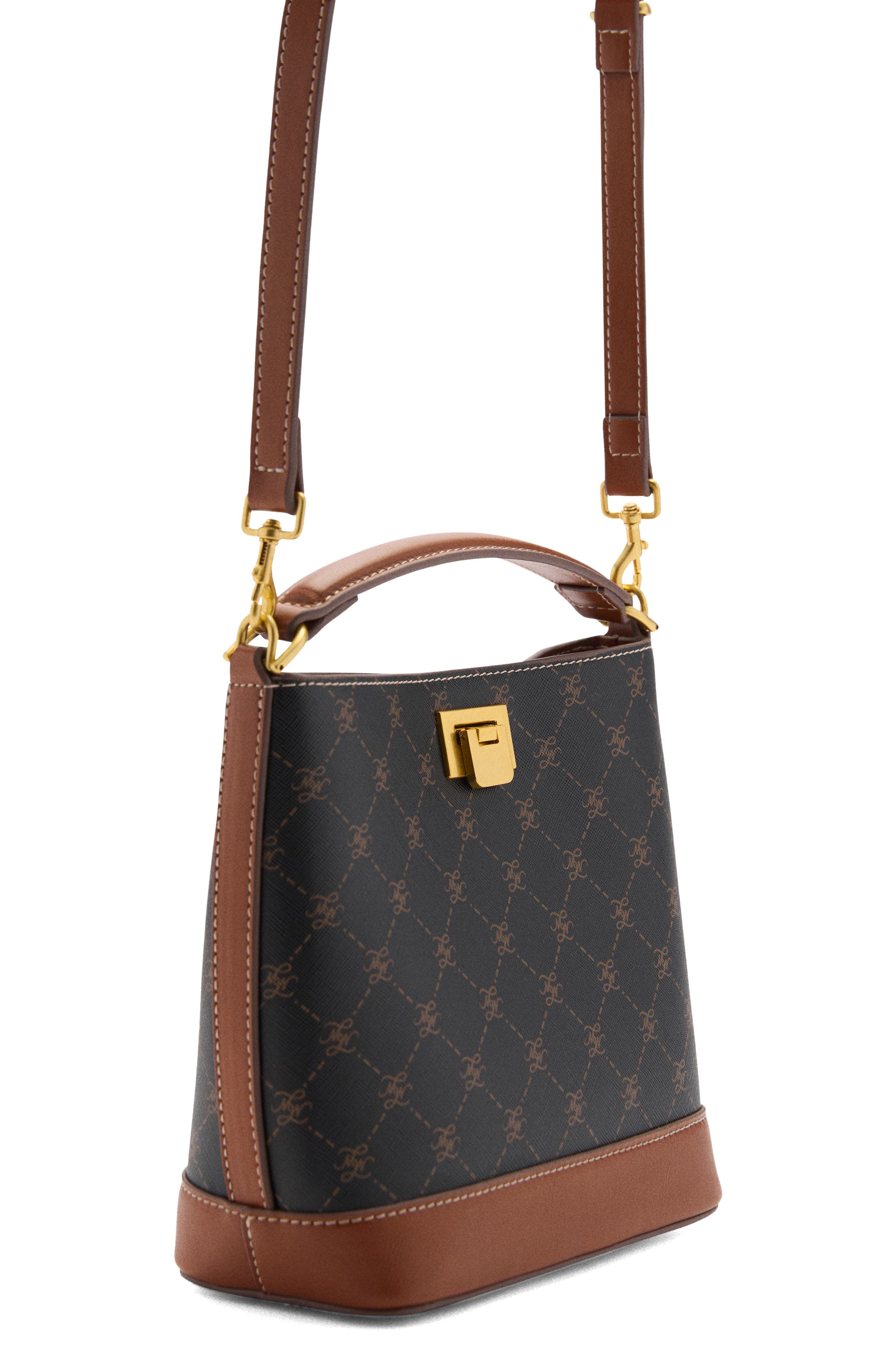 MANGO Mini Monogram Shopper Bag, Alternate, color, 