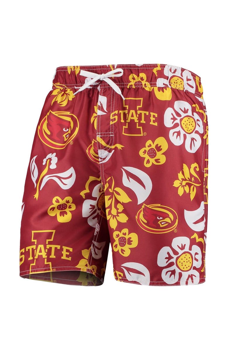 Wes & Willy Men's Wes & Willy Cardinal Iowa State Cyclones Floral Volley Swim Trunks, Alternate, color, 