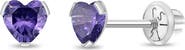 In Season Jewelry 14k Tiny Cubic Zirconia Heart Earrings
