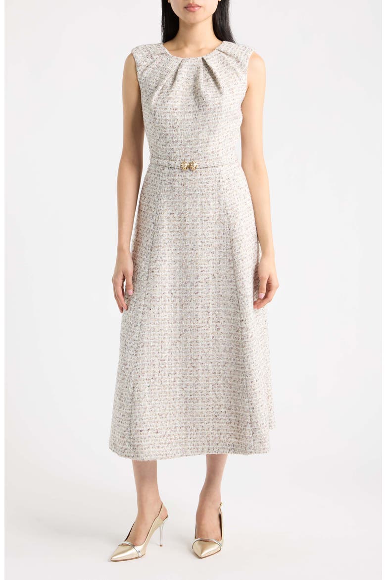 anne klein grey dress Fit & Flare Tweed Midi (Women) fashion forward dress