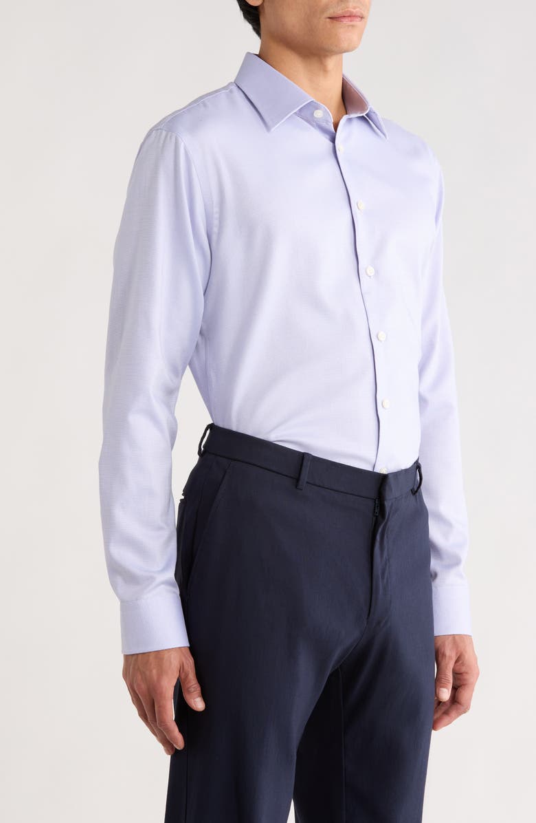 Nordstrom Trim Fit Vialla Premium Non Iron Cotton Dress Shirt, Alternate, color, Pink- Blue Vialla Texture