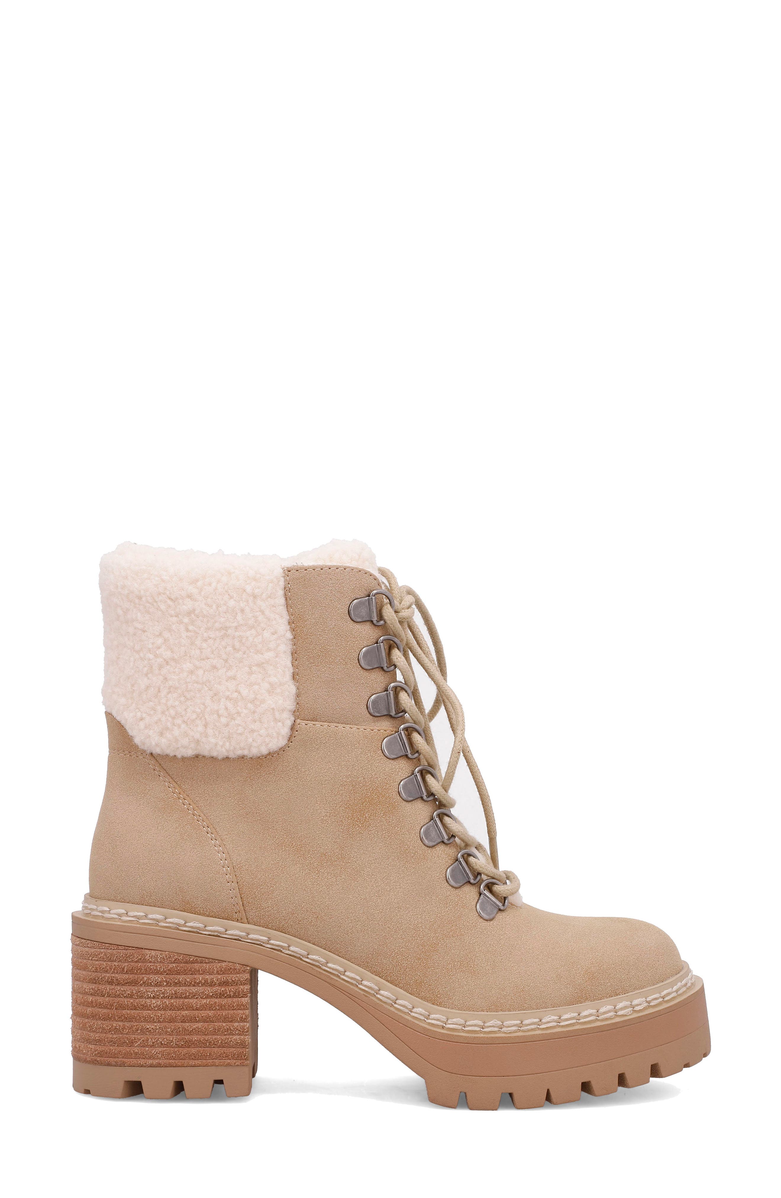 MIA Tiler Faux Fur Platform Lug Boot, Alternate, color, Sand
