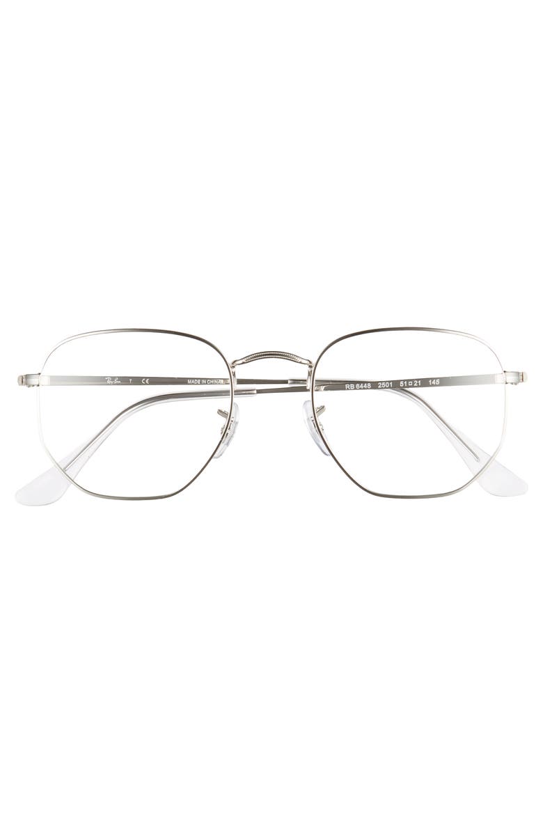 Ray-Ban 51mm Round Optical Glasses, Alternate, color, Silver