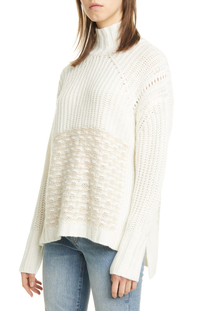 Reiss Stitch Mix Neutral Tone Turtleneck Sweater, Main, color, 