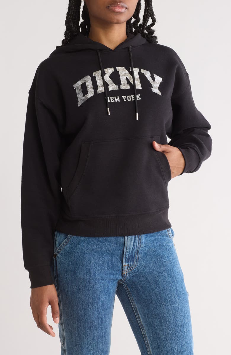 DKNY Varsity Camo Logo Hoodie, Main, color,