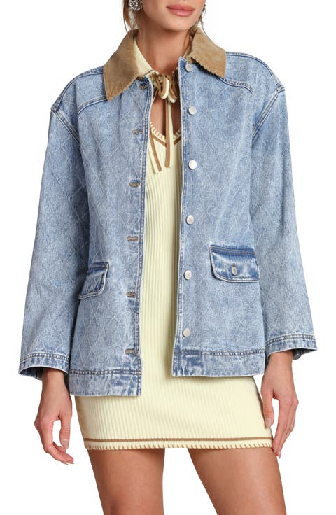 Diamond Quilted Denim Barn Jacket