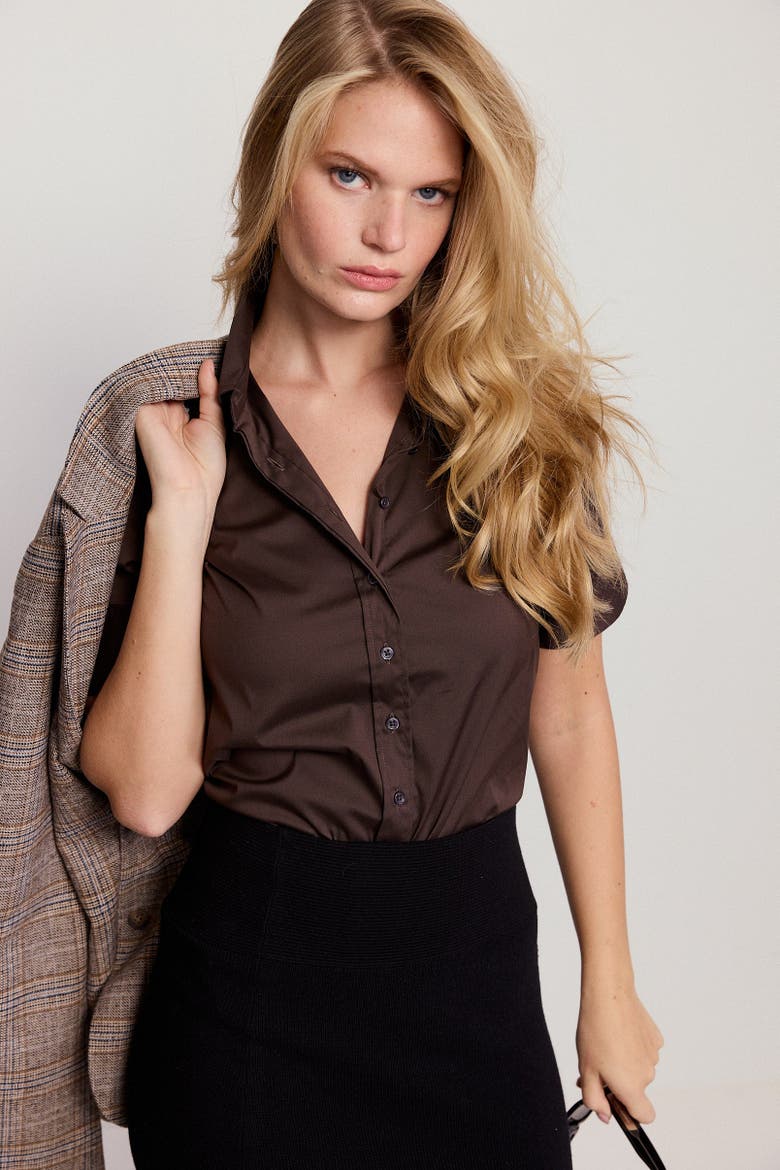 The Short Sleeve Shirt, Alternate, color, Brown