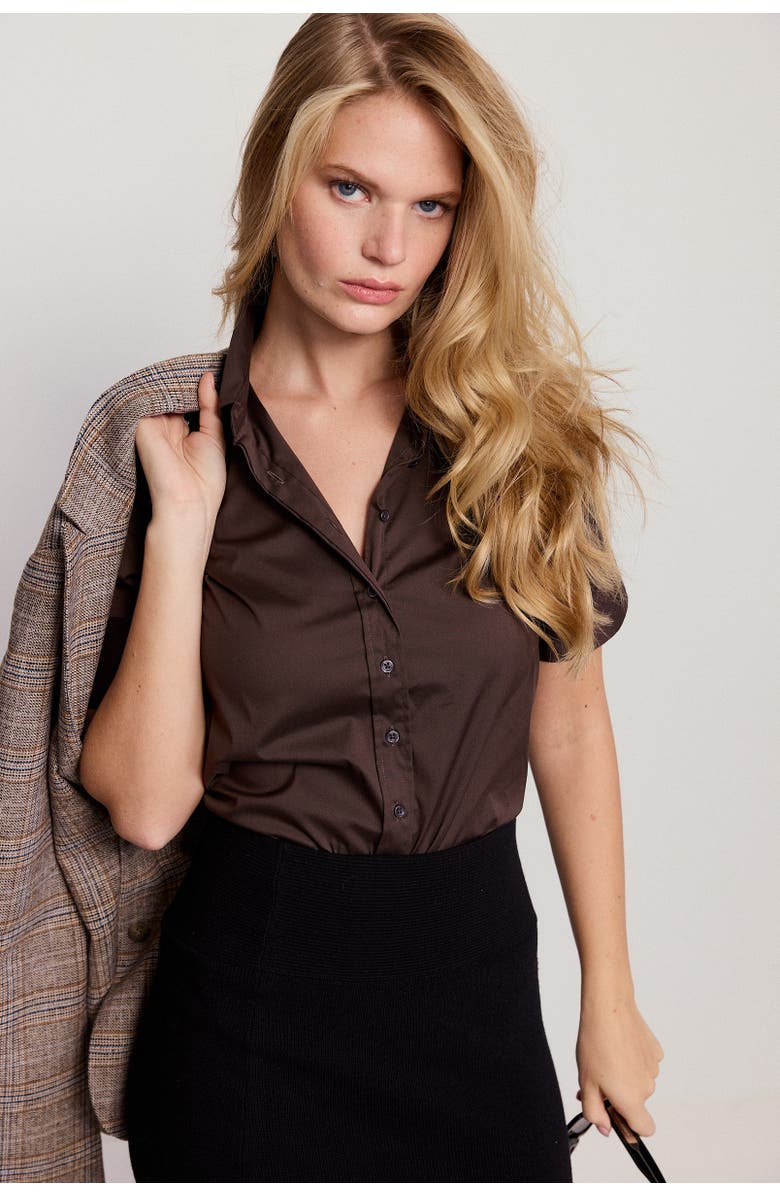 The Shirt by Rochelle Behrens The Short Sleeve Shirt, Alternate, color, Brown