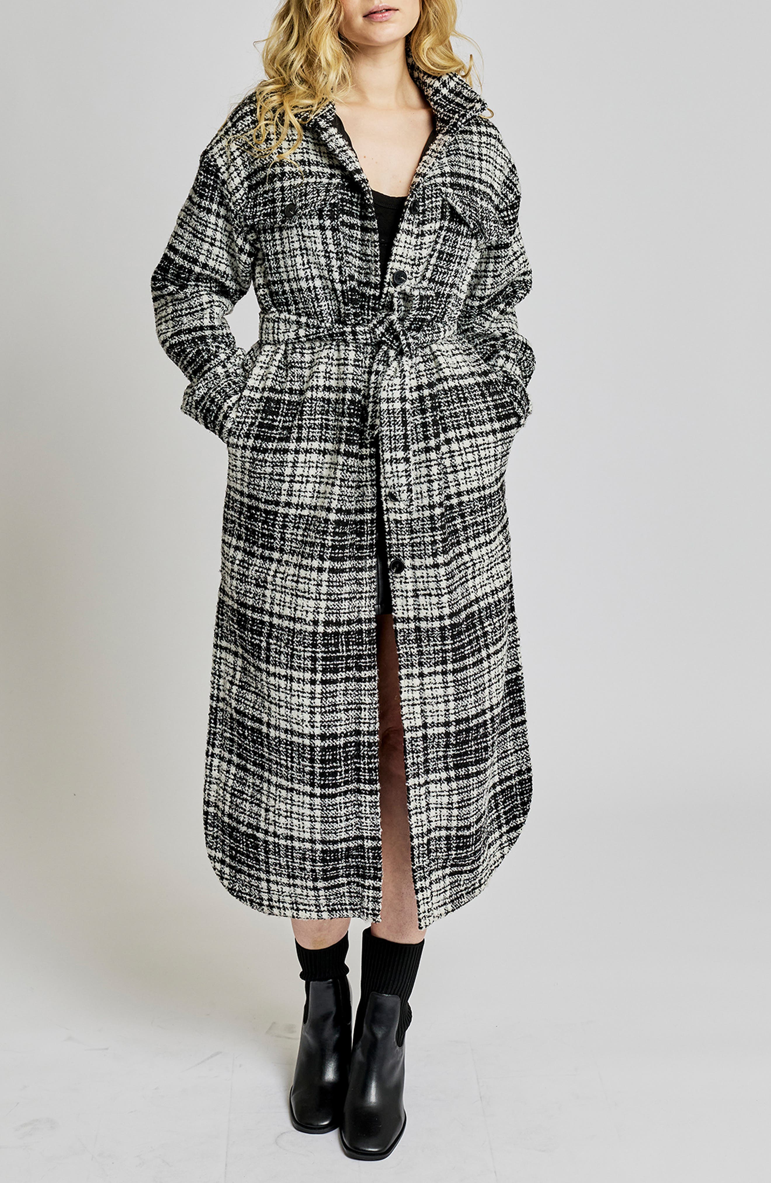 Hayley Plaid Belted Long Coat