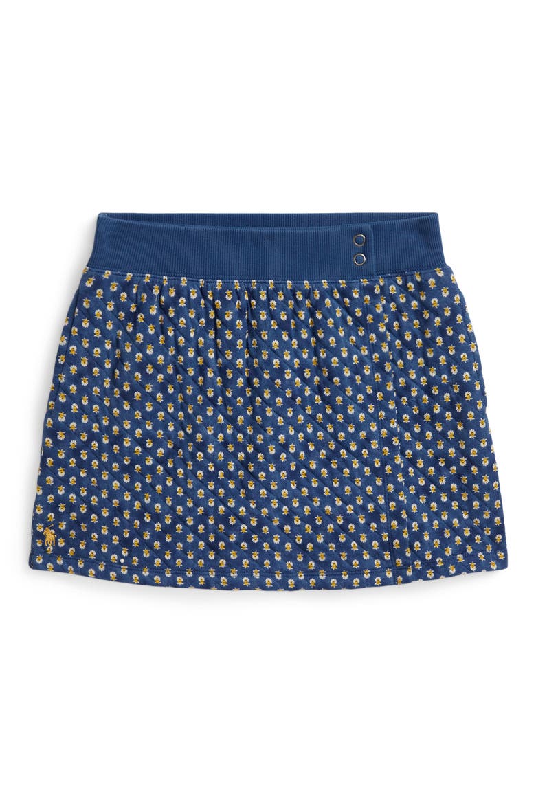 Kids' Quilted Floral Jacquard Knit Skirt, Main, color, GREEN/BLUE