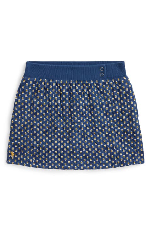 Kids' Quilted Floral Jacquard Knit Skirt