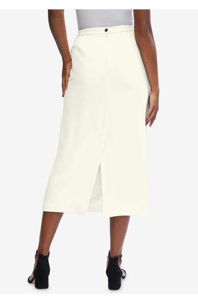 Jessica London 2-Piece Stretch Crepe Single-Breasted Skirt Suit, Alternate, color, Black