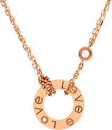 Pre-Owned Cartier 2 Diamonds Love Pendant Necklace 18K Rose Gold and Diamonds