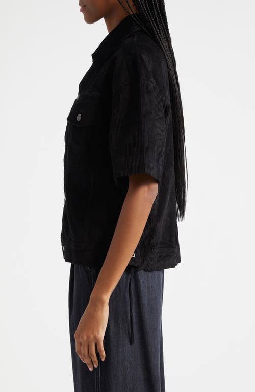 Honor The Gift Short Sleeve Cotton Corduroy Shirt Jacket In Black
