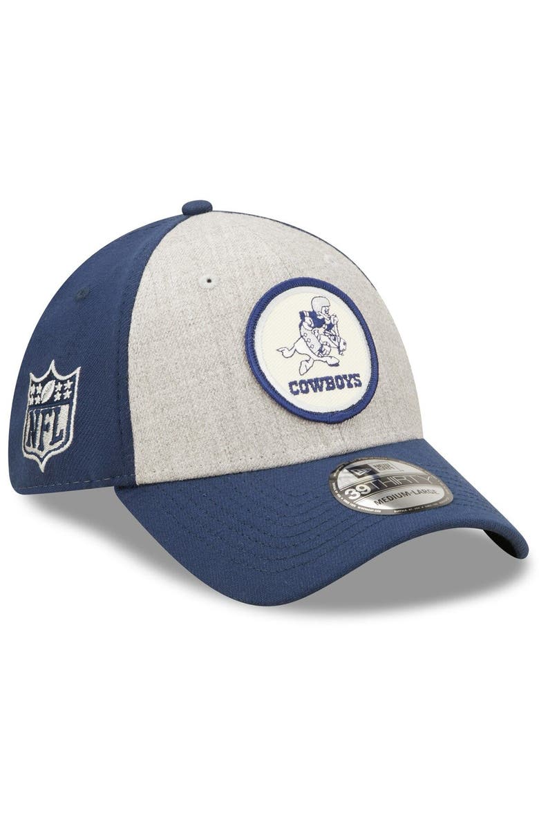 New Era Men's New Era Heathered Gray/Navy Dallas Cowboys 2022 Sideline 39THIRTY Historic Flex Hat, Main, color,