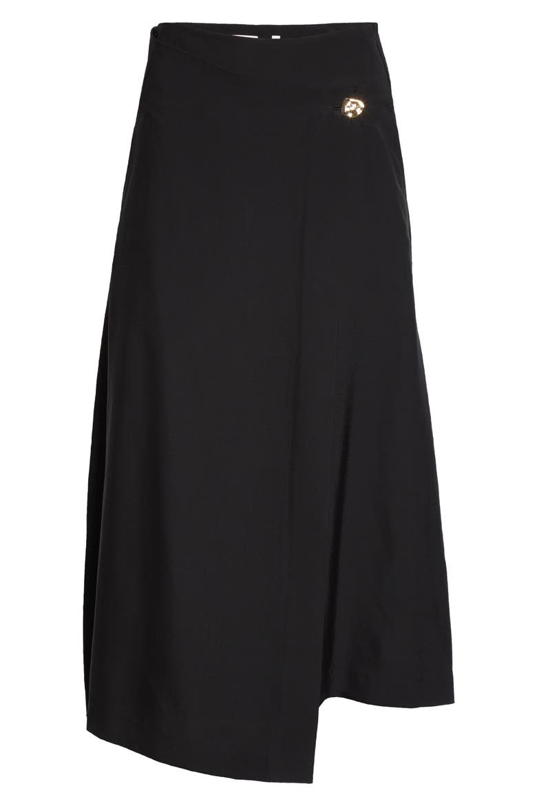 Asymmetrical Wrap Front Skirt, Alternate, color, BLACK
