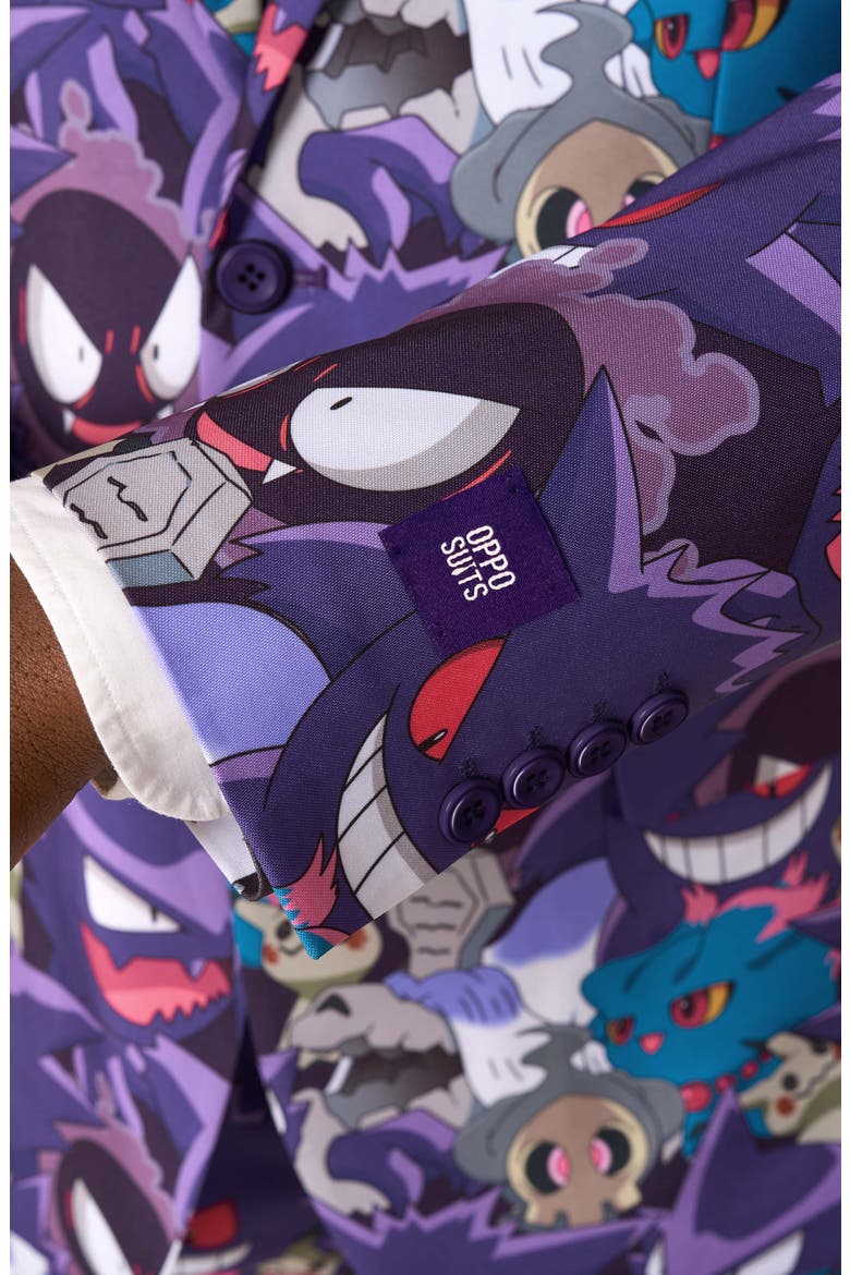Pokémon Ghost Types Slim Fit Two-Piece Suit & Tie Set, Alternate, color, PURPLE MULTI