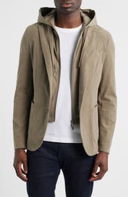 BOSS Hanry Slim Fit Corduroy Sport Coat with Removable Hoodie Bib