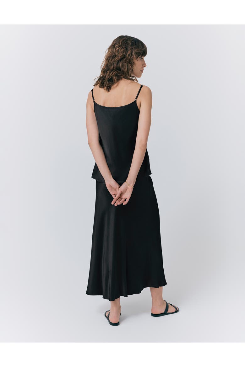 Luna Satin Slip Skirt, Alternate, color, Black