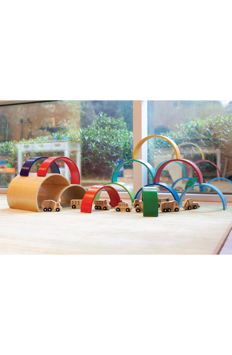 Kaplan Early Learning Company Wooden Rainbow Arches and Tunnels - 12 Pieces, Alternate, color, Multicolor