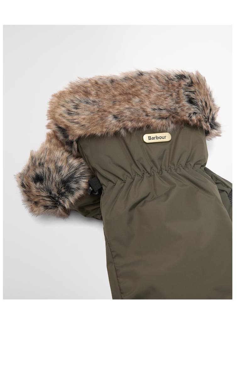 Primrose Waterproof Insulated Mittens with Faux Fur Trim, Alternate, color, FOREST