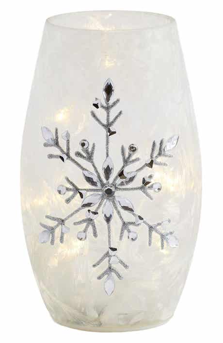 HOME ESSENTIALS AND BEYOND 7.2-Inch Snowflake Luminaria Vase